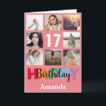 17th Happy Birthday Photo Collage Modern Pink Card<br><div class="desc">17th Happy Birthday Photo Collage Modern Pink Card with personalised name. For further customisation,  please click the "Customise it" button and use our design tool to modify this template.</div>