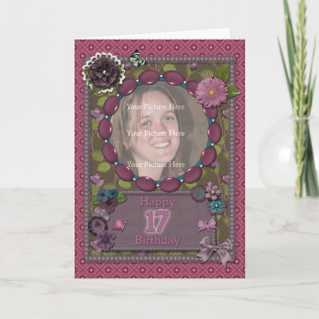 17th Photo card for a birthday (Front)