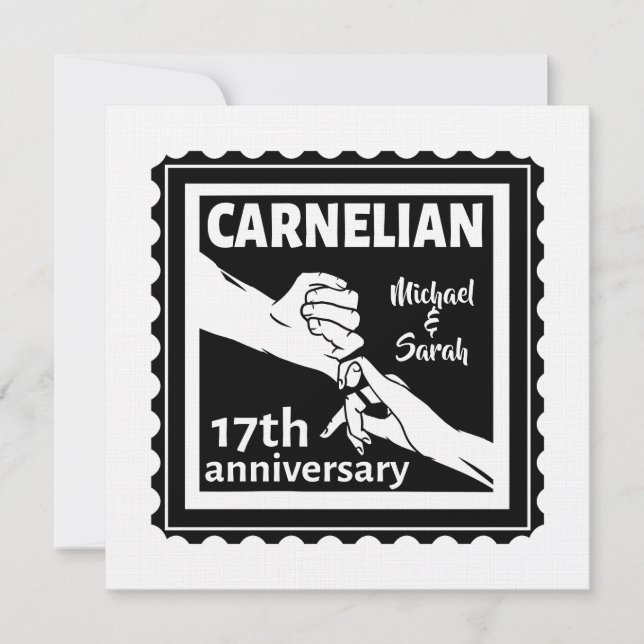 17th wedding anniversary black and white invitation (Front)