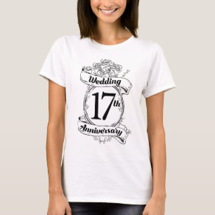 17th Wedding Anniversary Black and White Roses T-Shirt