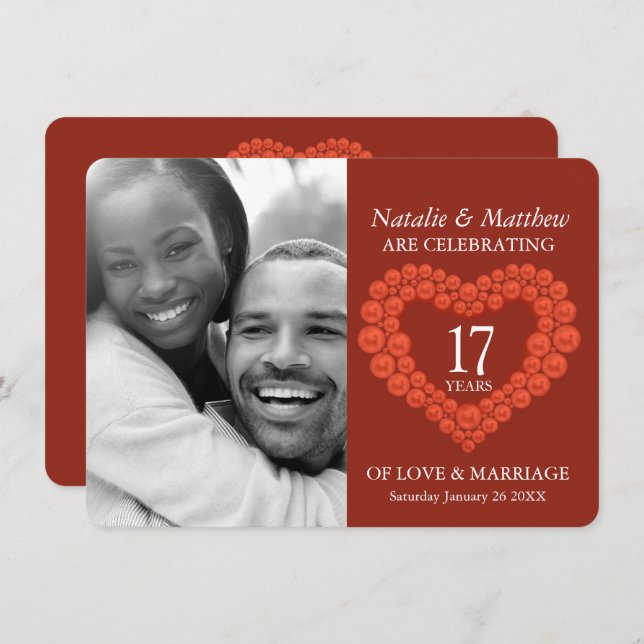 17th wedding Anniversary carnelian photo Invitation (Front/Back)