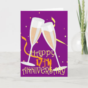 17th wedding anniversary champagne celebration card