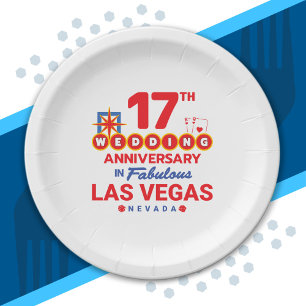 17th Wedding Anniversary Couples Las Vegas Trip Paper Plate