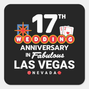 17th Wedding Anniversary Couples Las Vegas Trip Square Sticker