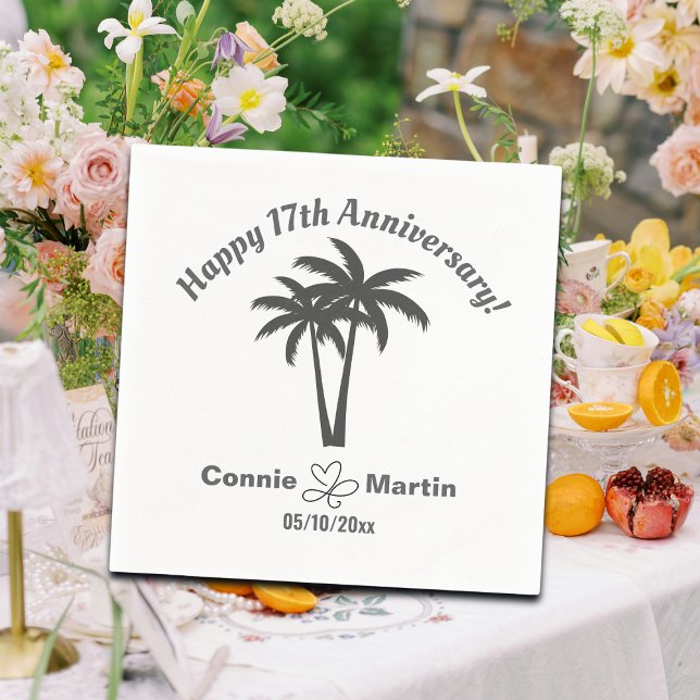 17th Wedding Anniversary Palm Trees Napkin (Creator Uploaded)