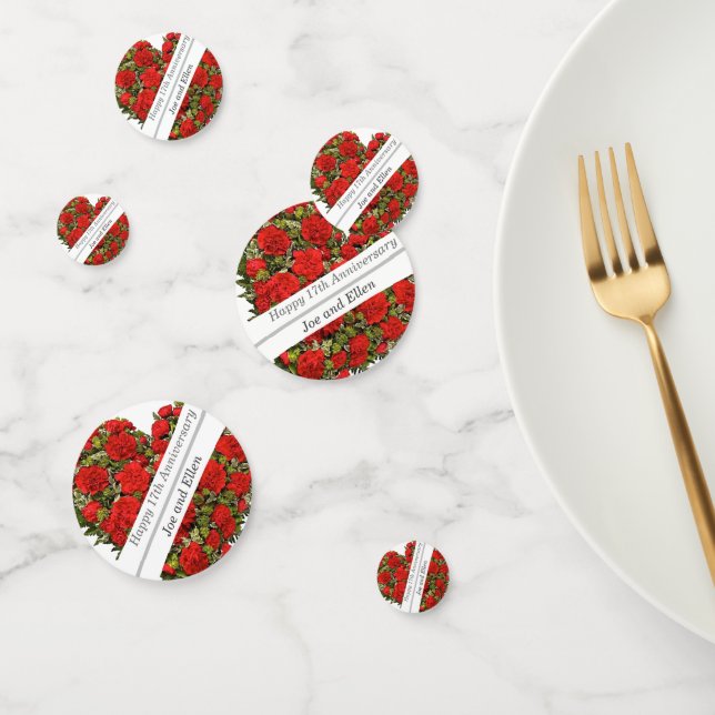 17th Wedding Anniversary, Red Carnations Confetti (Group)