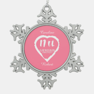 17th Wedding anniversary traditional carnelian Snowflake Pewter Christmas Ornament