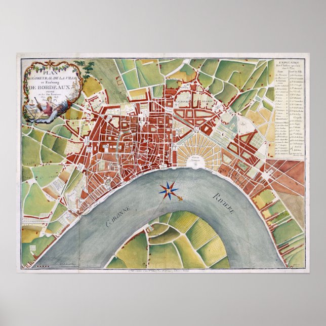 1800 Bordeaux, France City Plan Poster (Front)