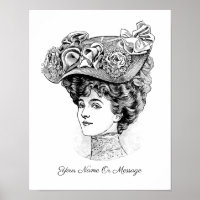 1800s Art of a Woman In a Floral Hat 2