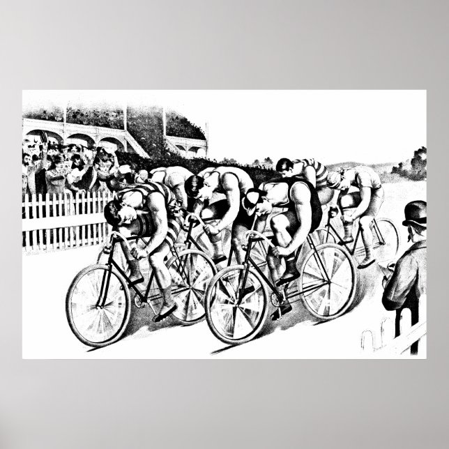 1800s Bicycle Race Art illustration Poster (Front)