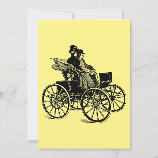 1800s Victorian man woman Carriage Wagon Art Holiday Card (Front)