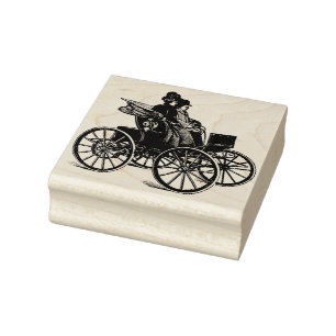 1800s Victorian man woman Carriage Wagon Art Rubber Stamp
