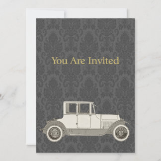 1800's Vintage Car Illustration Invitation