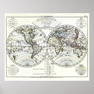 1806 Atlas Map: La Mappemonde by Eustache Hérisson Poster