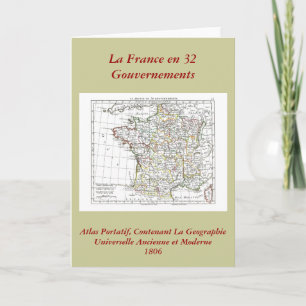 1806 Map - La France en 32 Gouvernements Card