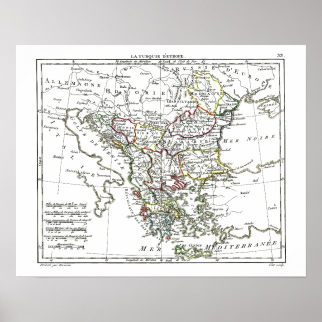 1806 Map - La Turquie d'Europe Poster (Front)