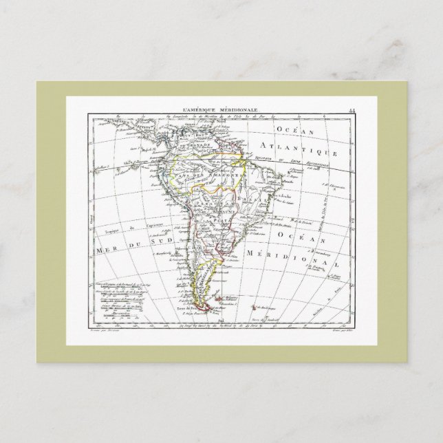 1806 Map - L'Amérique Méridionale Postcard (Front)