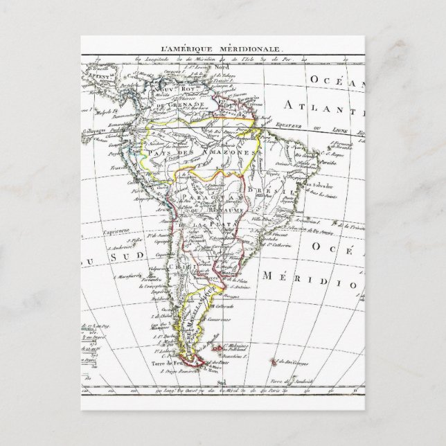 1806 Map - L'Amérique Méridionale Postcard (Front)