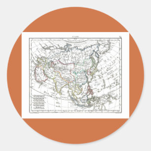 1806 Map - L'Asie Classic Round Sticker