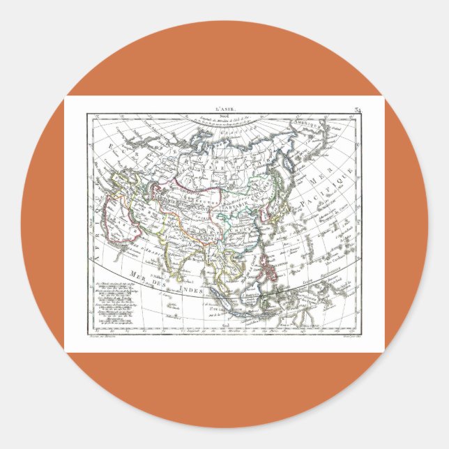 1806 Map - L'Asie Classic Round Sticker (Front)