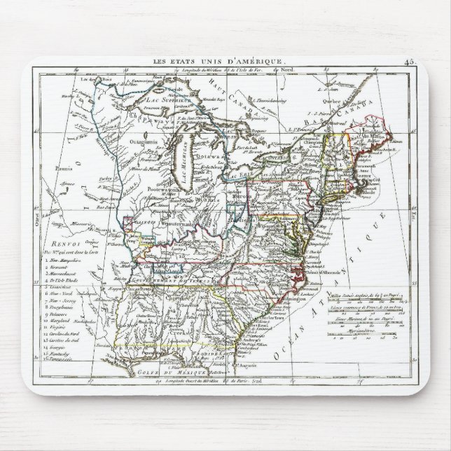 1806 Map - Les Etats Unis d'Amrique Mouse Pad (Front)