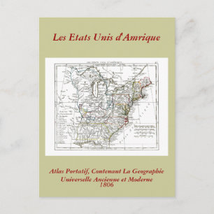 1806 Map - Les Etats Unis d'Amrique Postcard