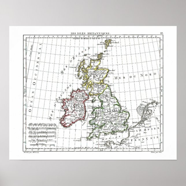 1806 Map - Les Isles Britanniques Poster (Front)