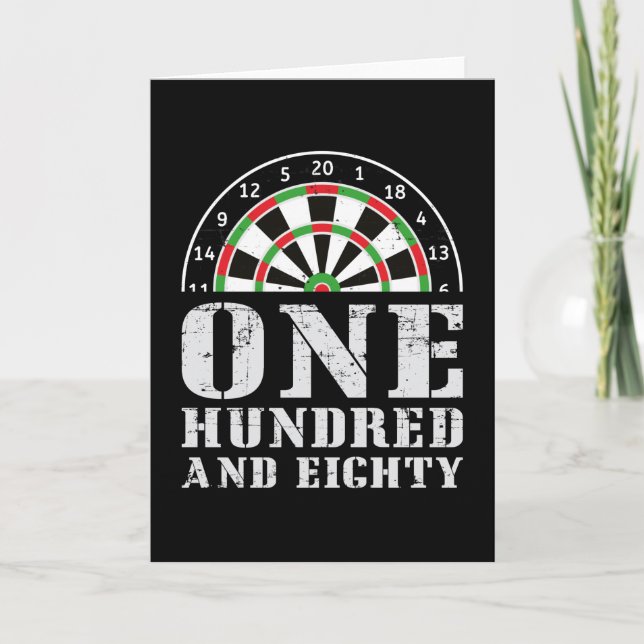 180 Darts Dart Dartboard Bullseye Arrow Funny Gift Card (Front)