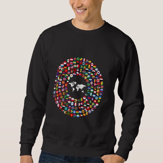 180 Flags,World Flags,World map with flags. Sweatshirt (Front)
