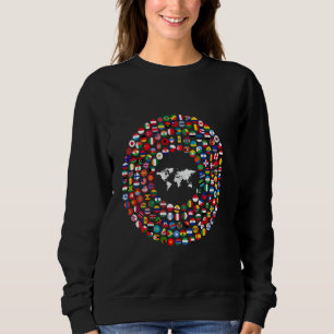 180 Flags,World Flags,World map with flags. Sweatshirt