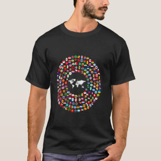 180 Flags,World Flags,World map with flags. T-Shirt
