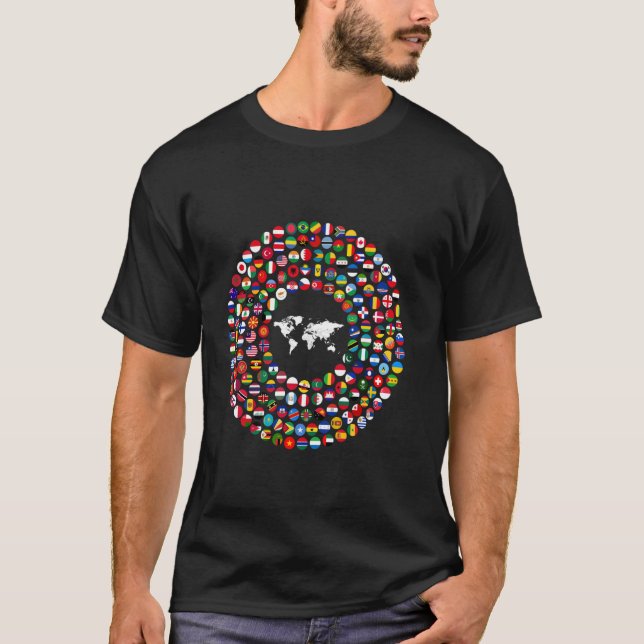 180 Flags,World Flags,World map with flags. T-Shirt (Front)