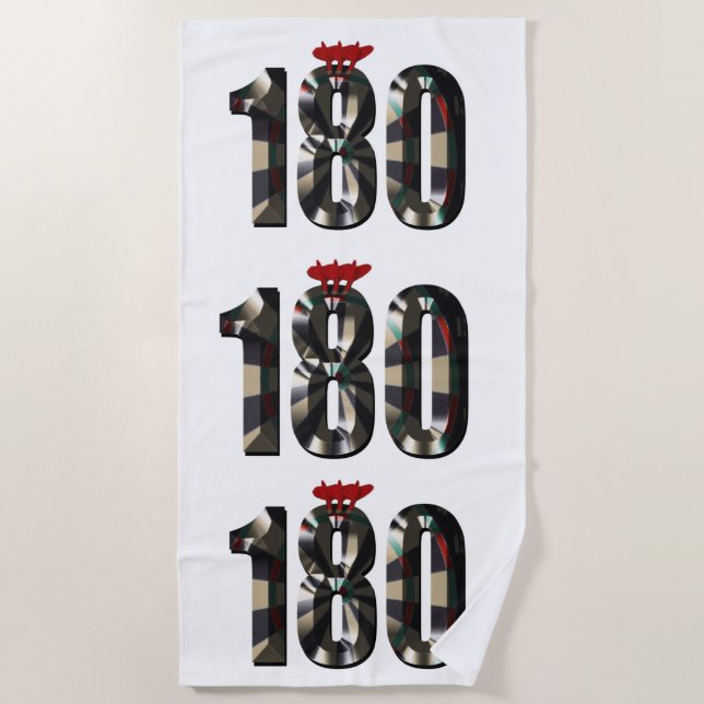 "180 in 3D: The Ultimate Darts Dimension" Beach Towel (Front)