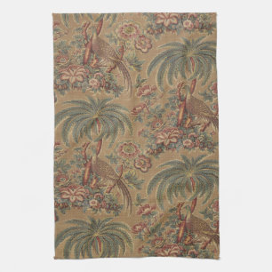 1815 Vintage Bird Tree Floral Pattern Tea Towel
