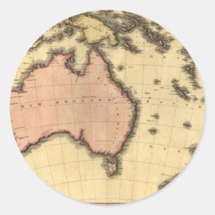1818 Australasia  Map - Australia, New Zealand Classic Round Sticker