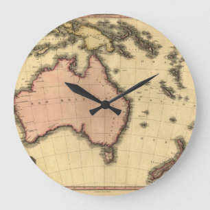 1818 Australasia Map - Australia, New Zealand Large Clock