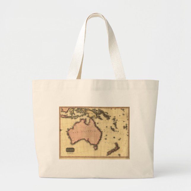 1818 Australasia  Map - Australia, New Zealand Large Tote Bag (Front)