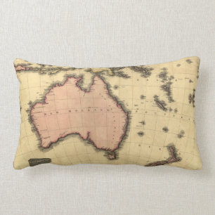 1818 Australasia Map - Australia, New Zealand Lumbar Cushion
