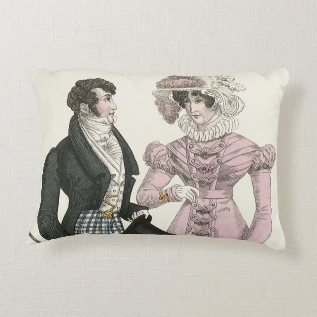 1823 Antique Wedding Man Woman Fashion Decorative Cushion (Back)