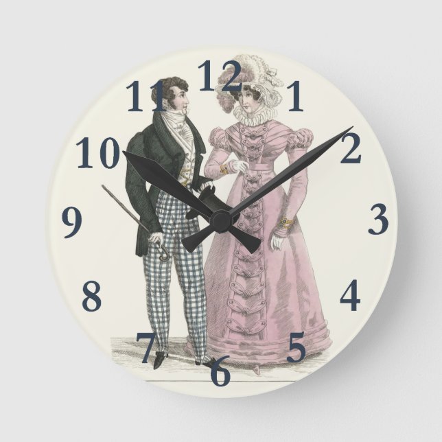 1823 Antique Wedding Man Woman Fashion Round Clock (Front)