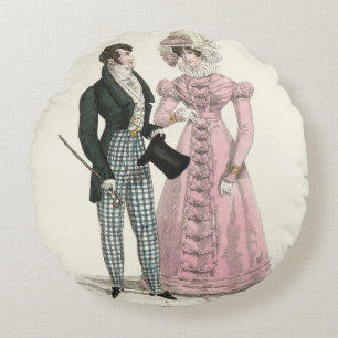 1823 Antique Wedding Man Woman Fashion Round Cushion