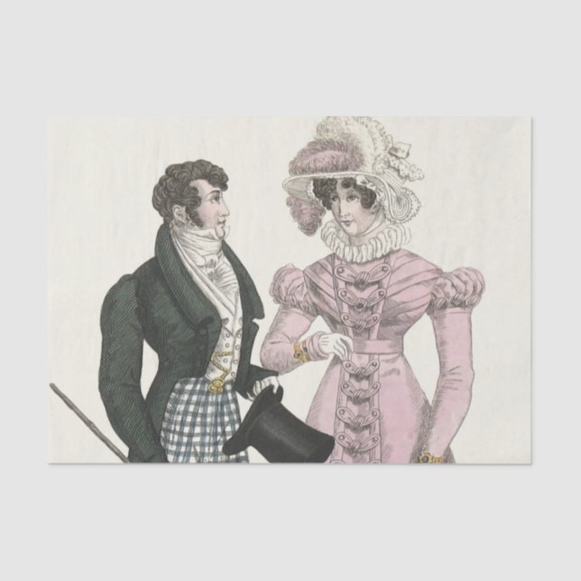 1823 Antique Wedding Man Woman Fashion Tissue Paper (Front)