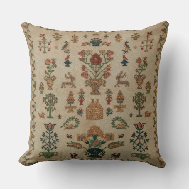 1825 British Sampler Reproduction Cushion (Front)