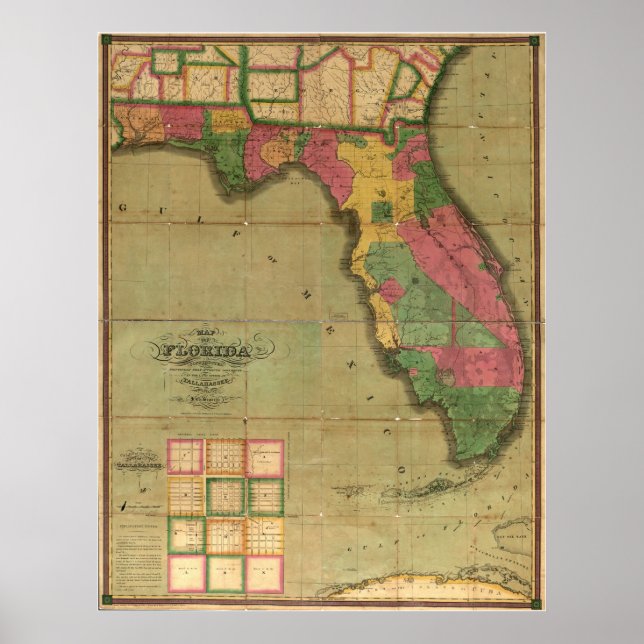 1829 Map of Florida Poster (Front)