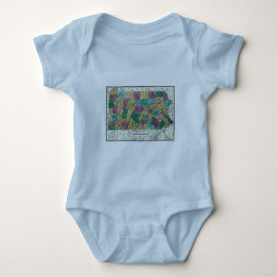 1829 Pennsylvania Map Baby Bodysuit