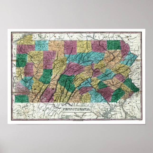 1829 Pennsylvania Map Poster (Front)