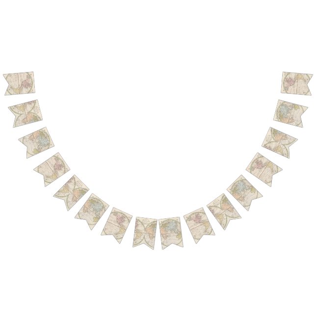 1831 Antique World Map Travel Theme Bunting (All)