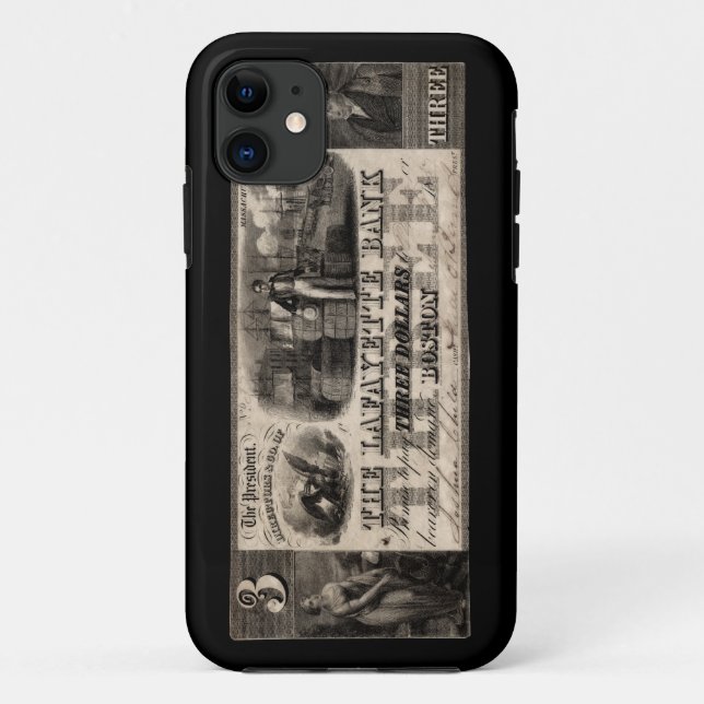 1837 Lafayette Bank Three Dollar Note Case-Mate iPhone Case (Back)