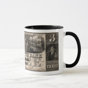 1837 Lafayette Bank Three Dollar Note Mug