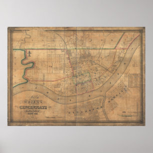 1838 Map of Cincinnati, Ohio Poster